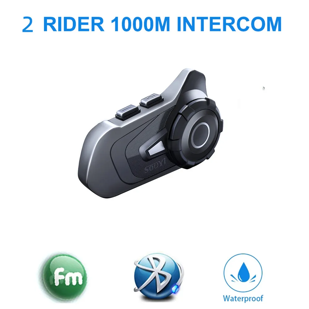 

2022 Motorcycle Intercom 1000M FM Bluetooth 5.1 Helmet Headset Waterproof Noise reduction Motor Headset Soft and hard dual wheat