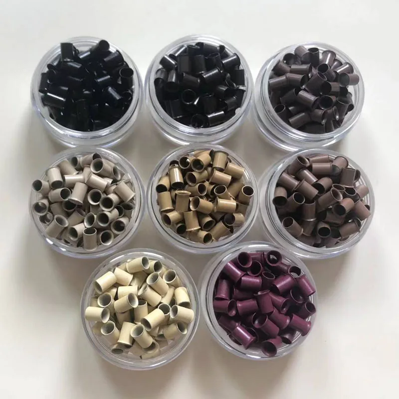200PCS Flared copper rings 4.0mm*3.6mm*6.0mm copper tubes Micro Rings/links/beads Hair Extension Tools  8 Colors 2