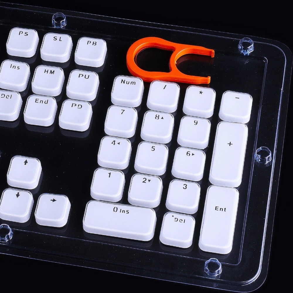 computer keyboard computer peripheral Low Profile Keycaps for MX Mechanical Keyboard ,White Crystal Edge Key Cap with Puller Hard Plastic 104 Keys Full Size US Layout computer keypad