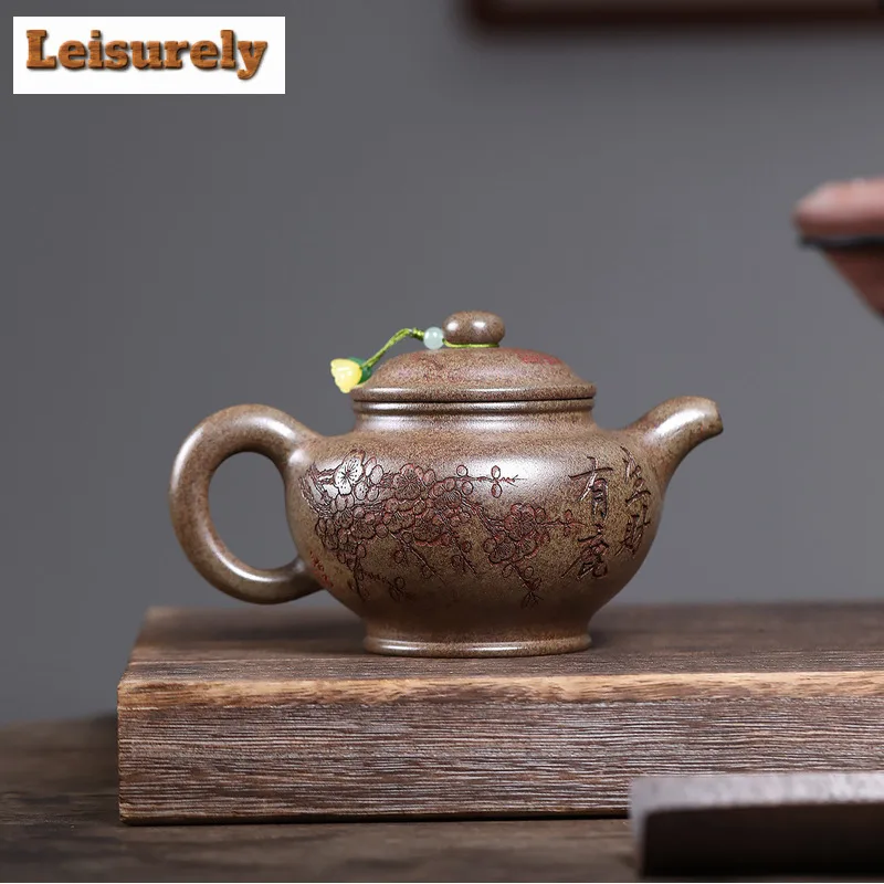 420ml Yixing Purple Clay Teapots Handmade Plum Blossom Deer Pot Raw Ore Wood-fired Porcelain Mud Kettle Zisha Tea Set Supplies