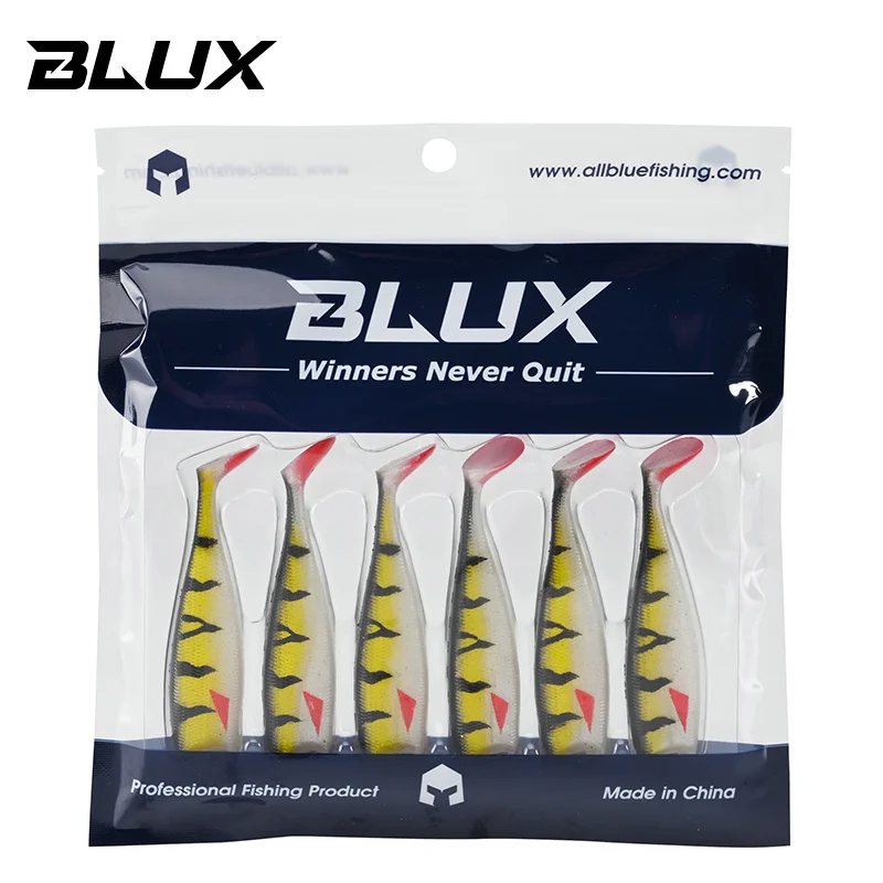 Blux Blod Shad 80Mm 105Mm Zachte Vissen Lokken Jighead Zwarte Staart Minnow Kunstmatige Siliconen Aas Zoutwater Bass swimbait Gear