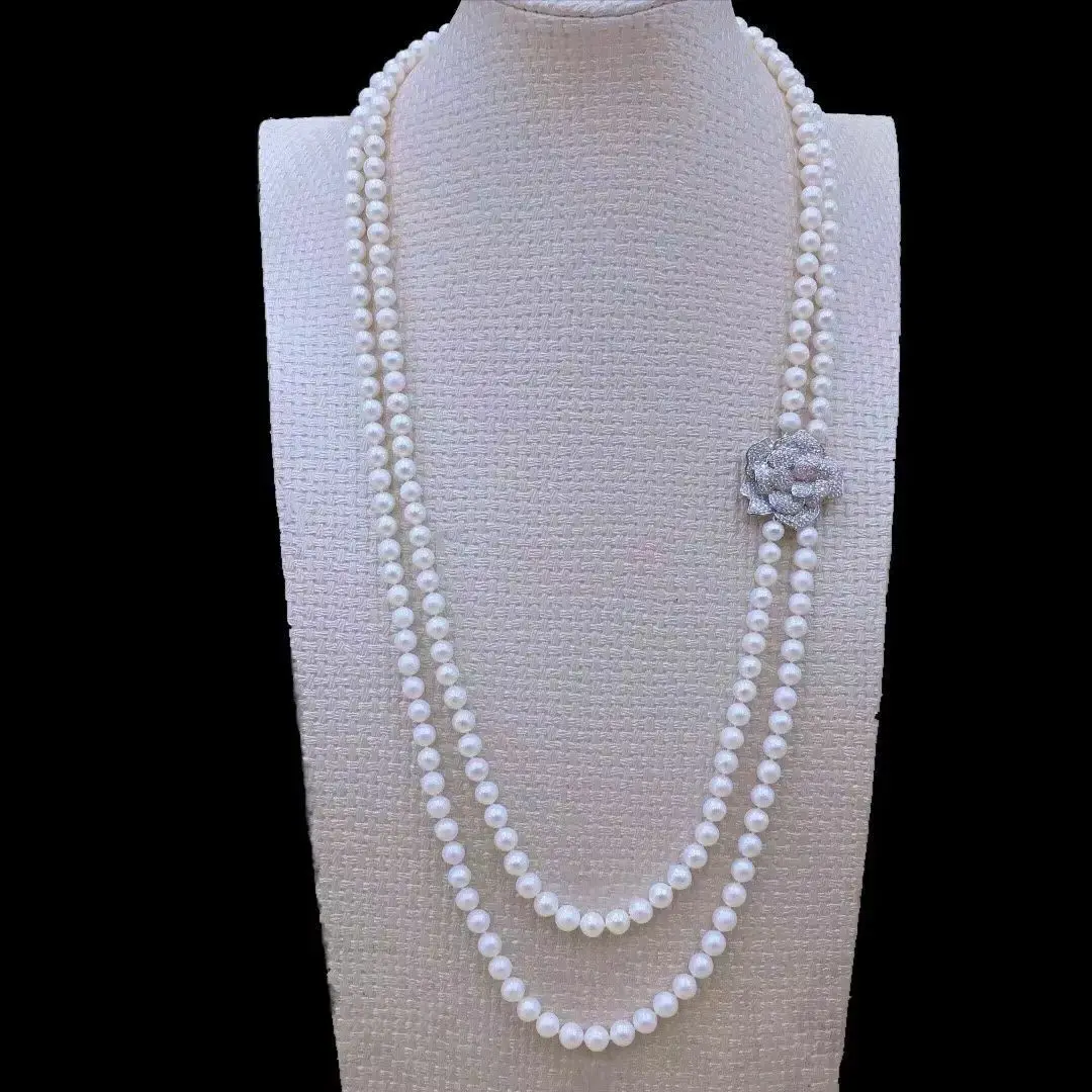 

Two Strands 8-9mm South Sea White Pearl Necklace 22" 24"