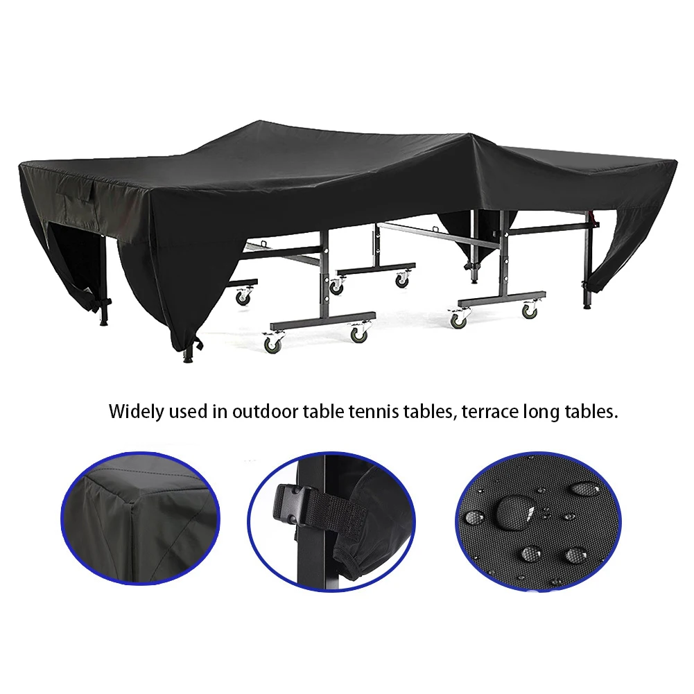 Outdoor Courtyard Patio Waterproof Dust-proof Table Tennis Table Cover Black 280x153x73cm Outdoor Tennis Table Cover Table Cover 4