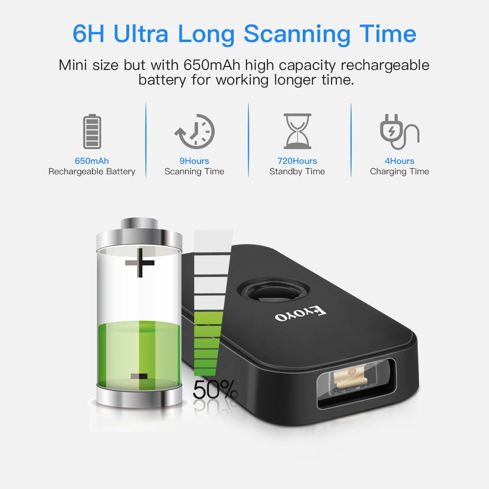 Eyoyo Ey009p Mini Bluetooth 2d Scanner de Código de Barras 3-em1 Conexão sem Fio Leitor de Imagem qr Pdf417 Digitalização de Tela Matriz de Dados - Imagem 3