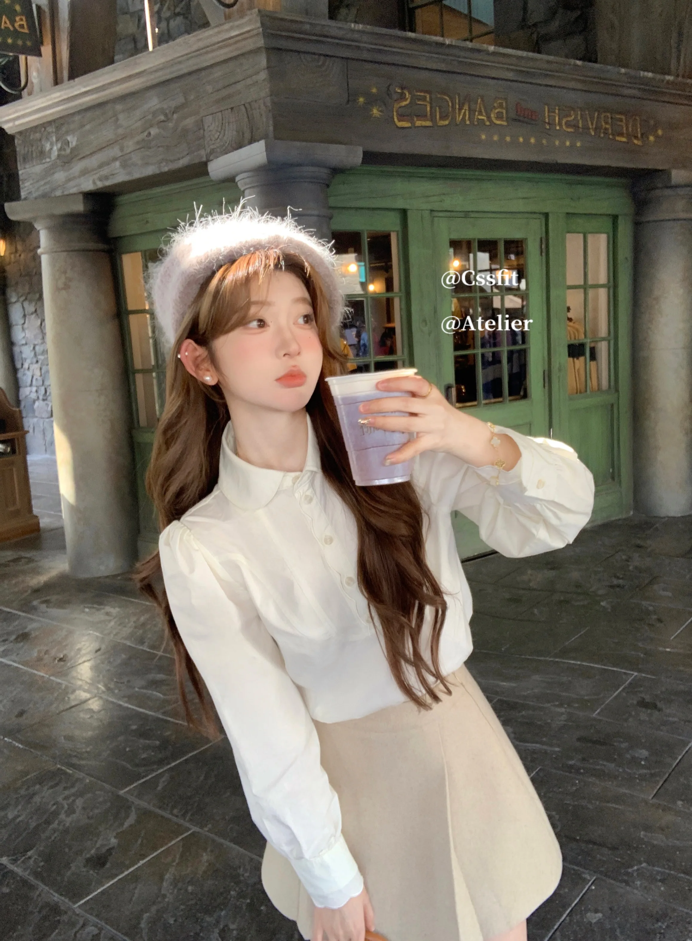 Sweet Cute Japanese Style Long Sleeve Single-Breasted Shirts Bow Slim Knitted Woolen Vest Autumn and Winter Ladies Fashion Tops