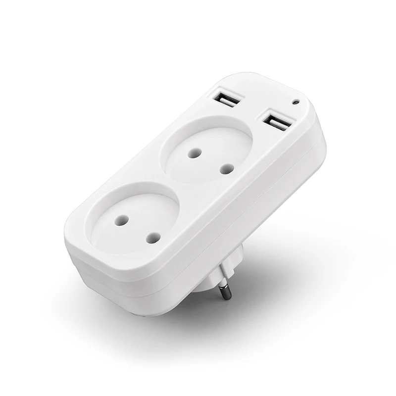 European USB Socket Portable Dual Usb Converter Plug Multifunction Converter Plug Germany France Russia Universal Socket