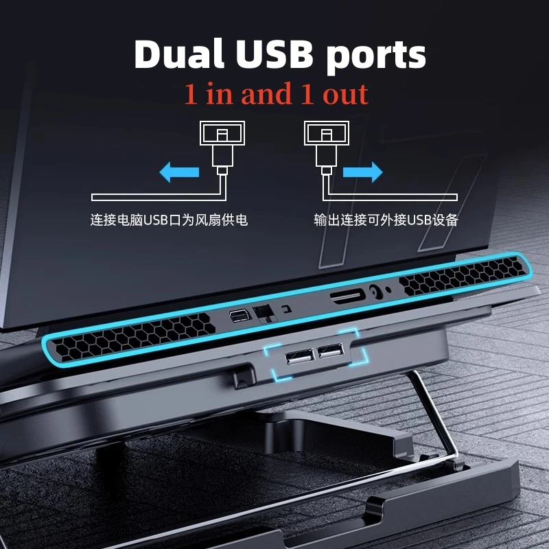Gaming Laptop Cooling Pad com Tela Sensível ao Toque Suporte para Notebook e Tablet Suporte com Portas Usb 156 17.3 Polegada 18 Fãs Fãs - Imagem 2