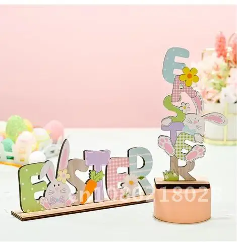 

Beautiful Colorful Crafts Easter Spring Decoration 1pc Easter Wood Hanging Ornaments Hollow Out Wooden Easter Rabbit Party Decor