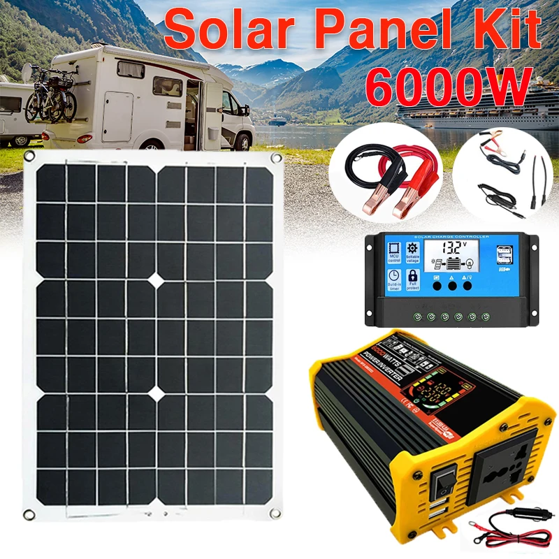 Solar System Power Inverter Set 6000W Power Inverter with Smart LCD