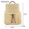 Fashion Straw Women Shoulder Bag Backpack Hand-Woven Female Beach Holiday Simple Purse for Women Outdoor Bag 3
