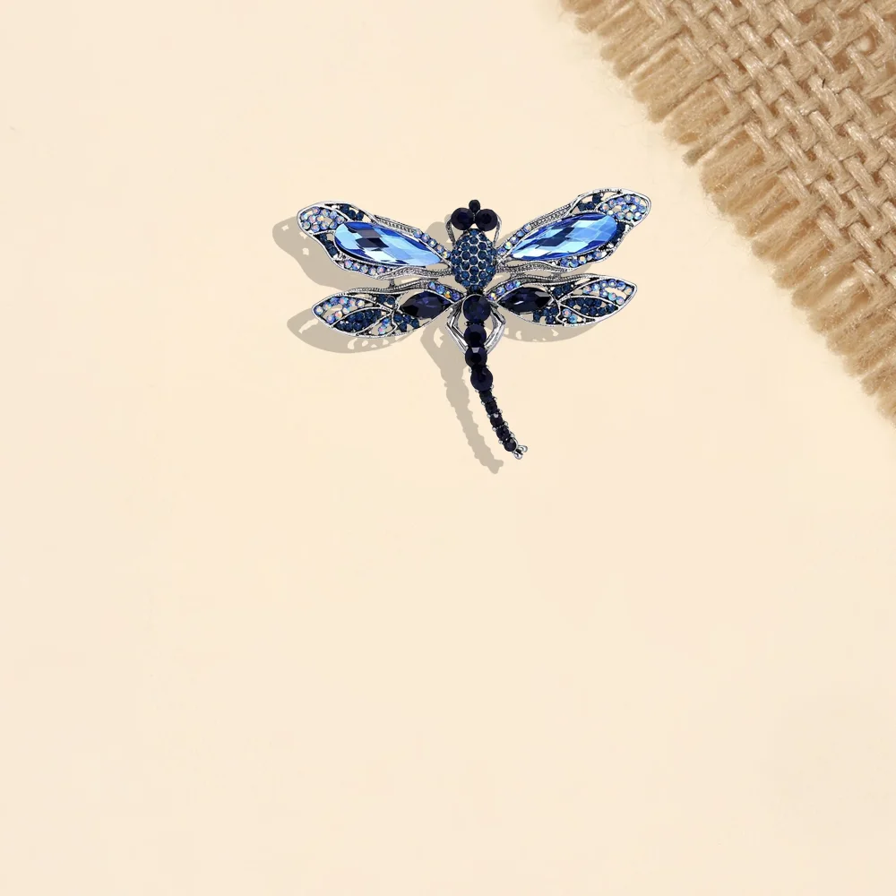 Diamond Dragonfly Brooch Universal Insect Alloy Corsage Pin for Clothes Backpack Scarf