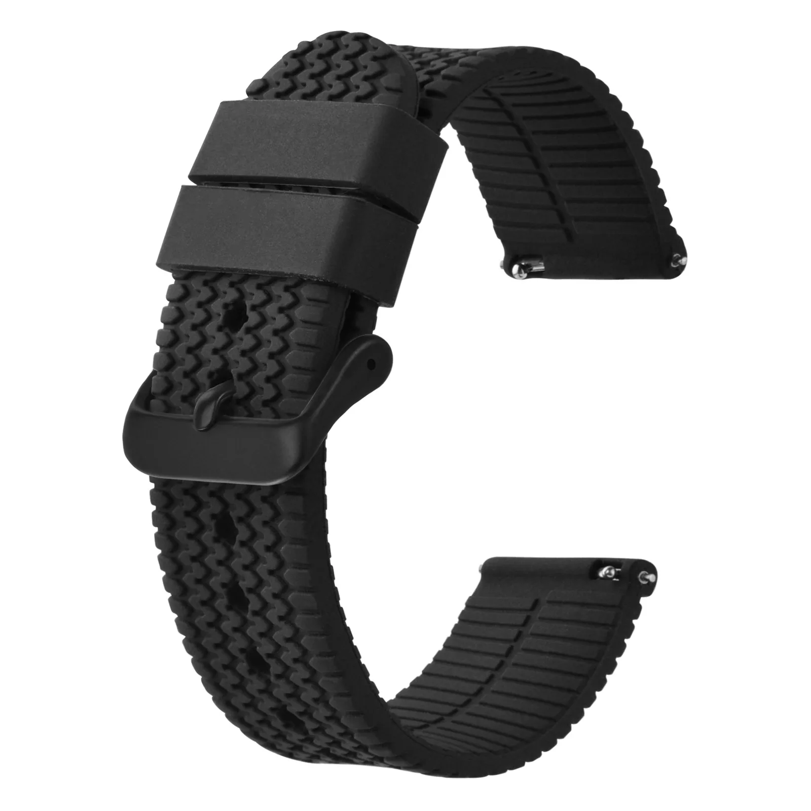 BISONSTRAP Silicone  Watch Strap Men Women Watch Strap18mm 20mm 22mm 24mm Black buckle  soft watch band