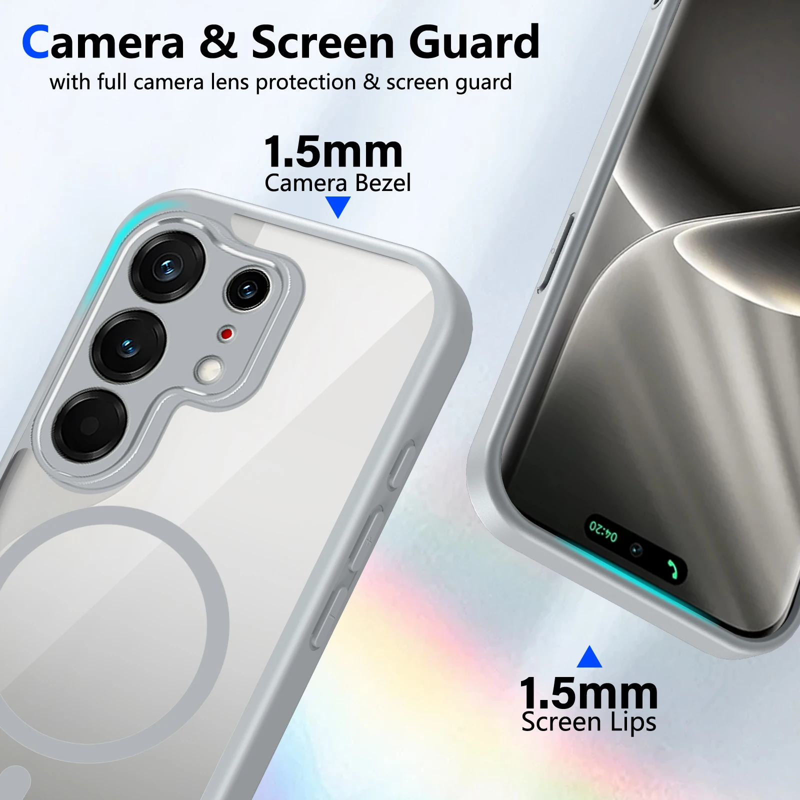Shockproof Silicone Bumper Clear Back Cover with Hard Matte Finish