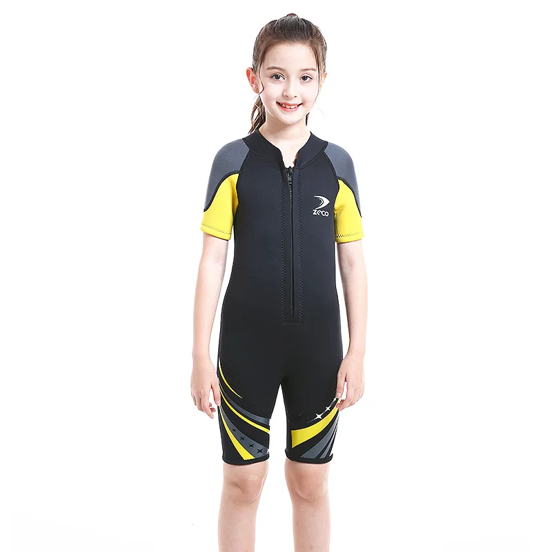 

Children's Neoprene Wetsuit 2.5MM Thickened Warm Winter Swimsuit One-piece Short Sleeves Snorkeling Surf Sun Protection Swimwear