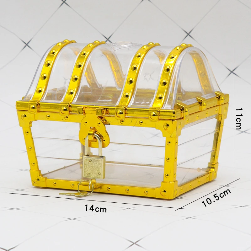 Pirate Treasure Chest with Lock – Transparent Pirate Jewelry Box for Gemstones, Crystal... - SKU PTCL2333 - UGI Packaging