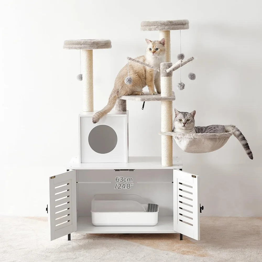 

Detachable Teaser Sticks Pet Supplies All-in-One Wooden Cat House Condo With Cat Hammock Tree for Cats Toys Products Home Garden