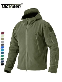 Winter Hooded Coats Men's Fleece Jackets Full Zip Up Multi-Pockets Fishing Hiking Climbing Outerwear Causal Parka Tops
