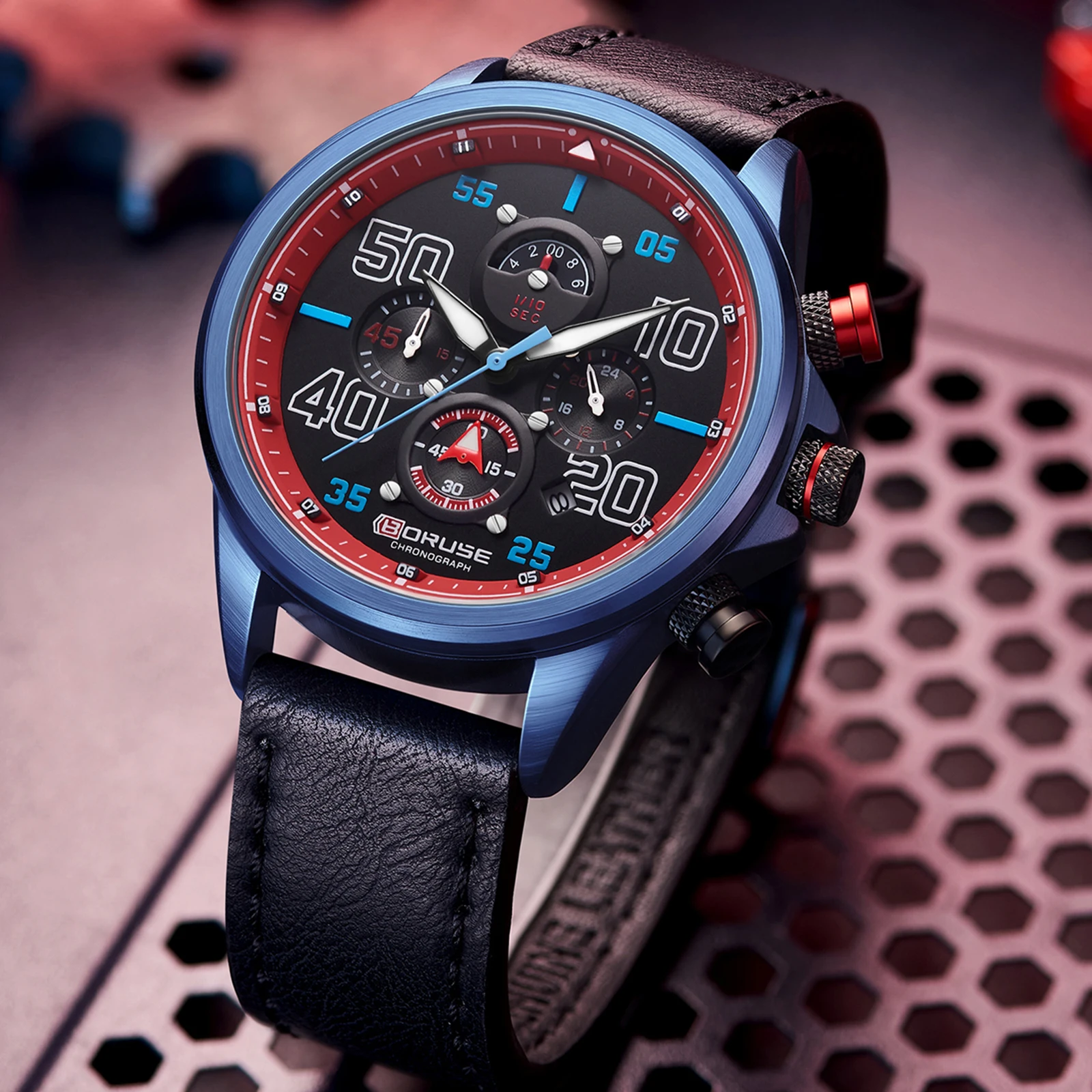 BORUSE New Mens Watches Top Brand Luxury Men Wrist Watch Leather Quartz Watch Sports Waterproof Male Clock Relogio Masculino+Box