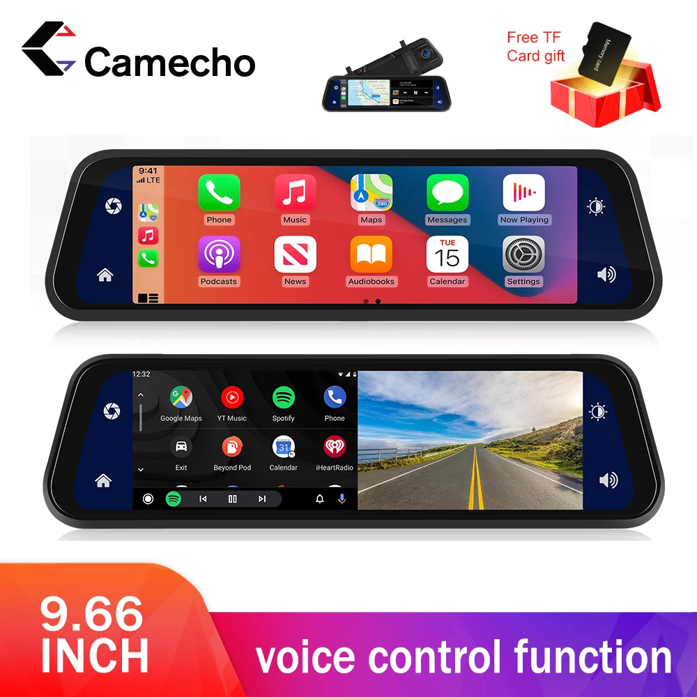 Camecho Carplay Car Multimedia Player Fm Auto Car Dvr Mirror Video