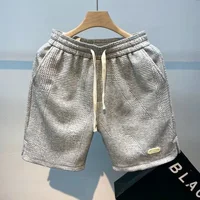Men Summer Wide Shorts Cotton Blend Multi-pocket Stretch Waist Solid Color Cool Trendy Beach Casual Loose Shorts Sports Trousers 2