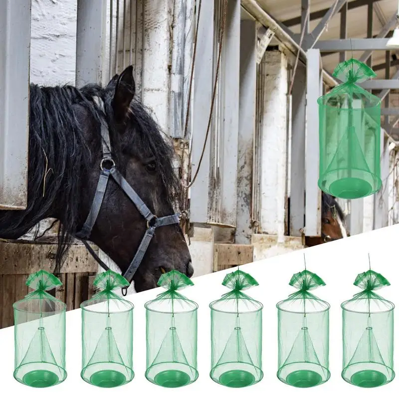 Fly Catcher Outdoor 6X Reusable Horse Fly Traps Outdoor Flying Animal Control Folding Catcher For Orchard Garden Patio Camping