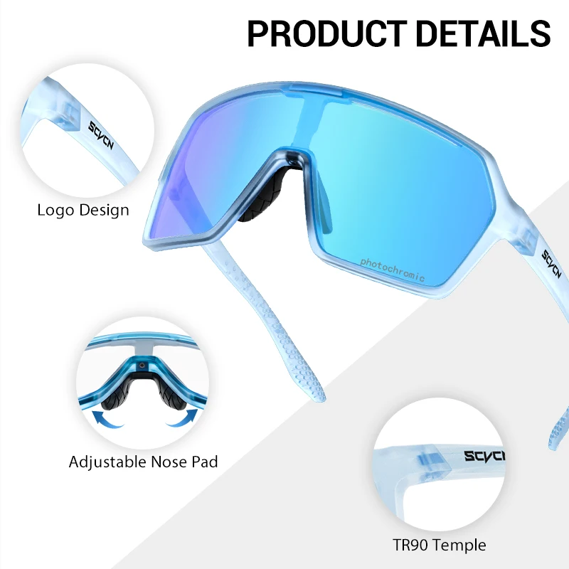 Photochromic UV400 Cycling Sunglasses for Men - Sports, Mountain Bike & Road Bicycle Eyewear