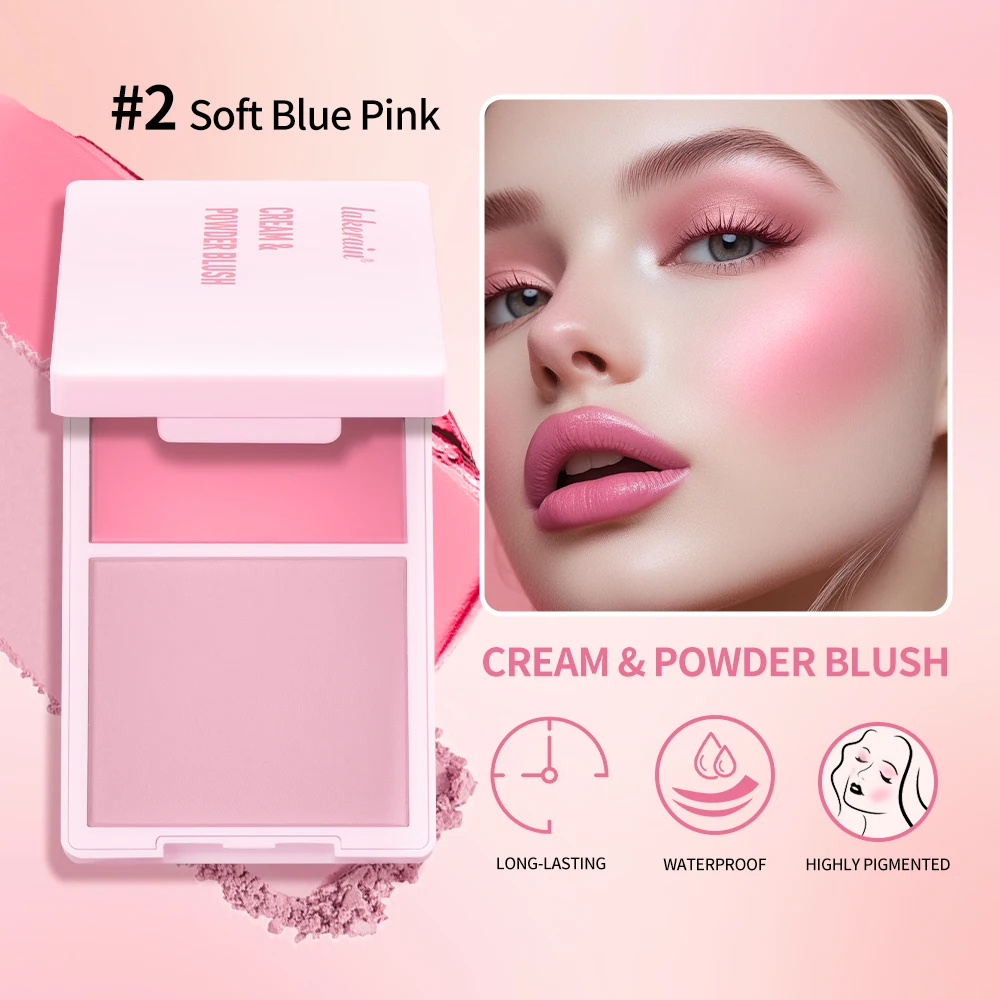 2in1 Cream & Powder Blush Matte Dewy Rosy Blush Makeup Pan Long-lasting Wearing High Pigment Natural Matte Palette powder blusher facial blusher blush cream