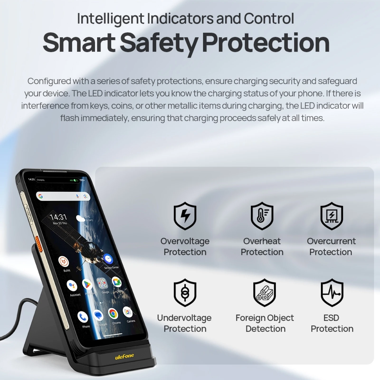 Ulefone WCS01 50W Air-cooled Wireless Charger Stand Phone Wireless Charger with Holder