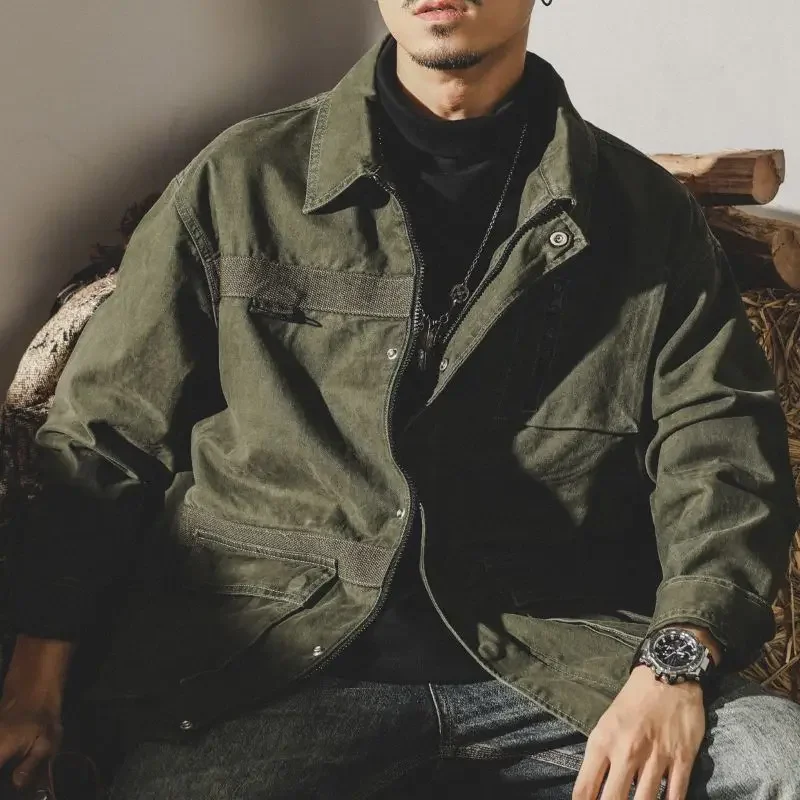 

American Retro Coat Men's Spring and Autumn 2023 New Navy Durable Deck Suit Amikaki Loose Work Jacket Street Apparel Jacket