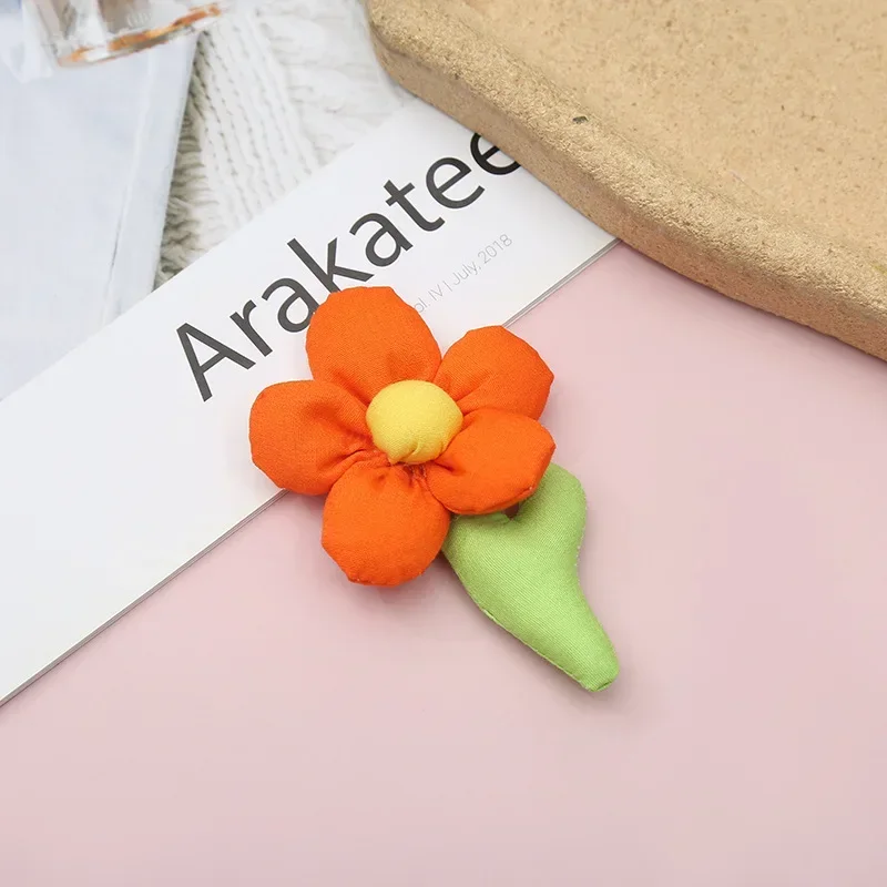 Girls Cute Flower Hair Clips Hairpins Children Soft Headwear Attractive Good Flower-Shaped Bag Pendant Brooch Hair Accessories