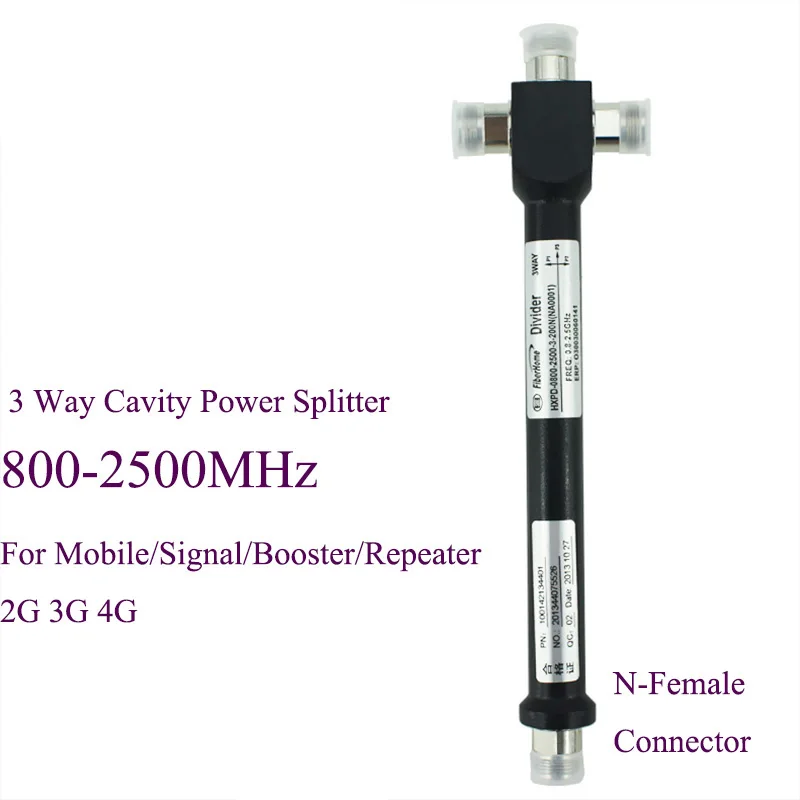 1 to 3 way cavity power splitter power divider 2G 3G 4G GSM CDMA booster Wifi repeater N-Female zqtmax power splitter divider 4 way cavity n type 800 2500mhz for 3g cdma gsm cell phone signal booster repeater and antenna