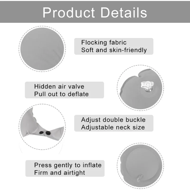 1pc Travel Pillows Airplanes Inflatable Super Light Portable Neck Pillow U-Shape Automatic Inflatable Cervical Vertebr Pillow Kitchen