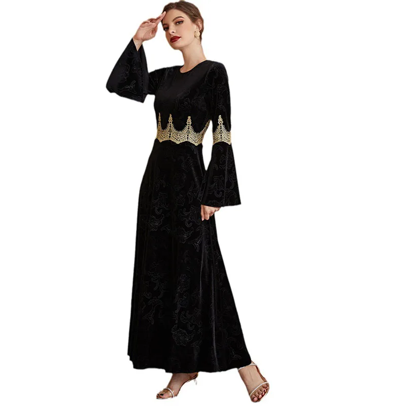Party Dress For Women Muslim Middle East Islamic Fashion Velour Clothing Autumn Winter Turkey Dubai Lady Abaya Elegant Kaftans