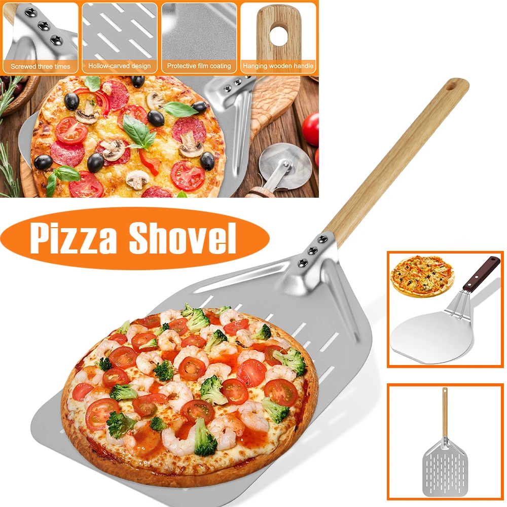 VFANDV Pala per Pizza Forata, Professionale 12 Pollici Alluminio 40 x 30 cm Pala per Pizza con Grande Superficie e Manico Rimovibile