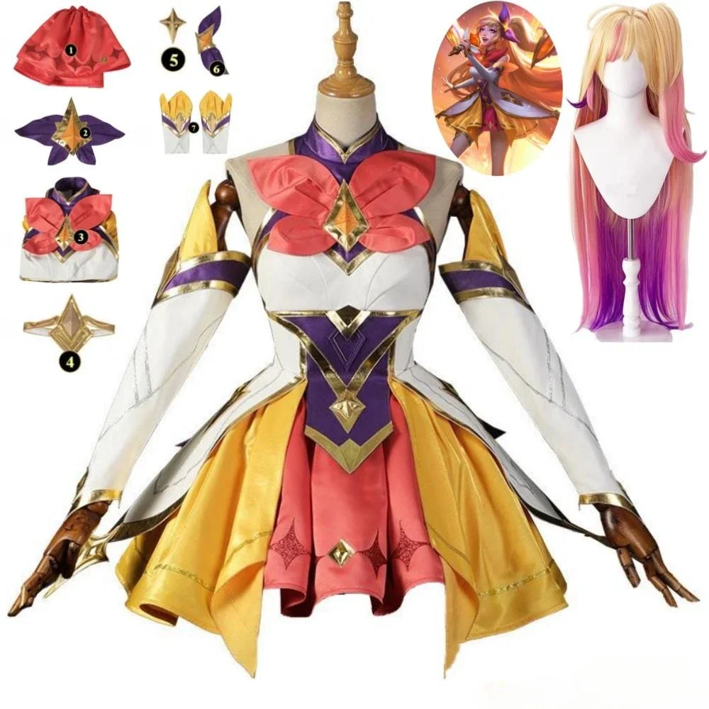 

Game LOL Seraphine Star Guardian Cosplay Costume Wig Anime The Starry Eyed Songstress Sexy Woman Dress Outfit Halloween Suit