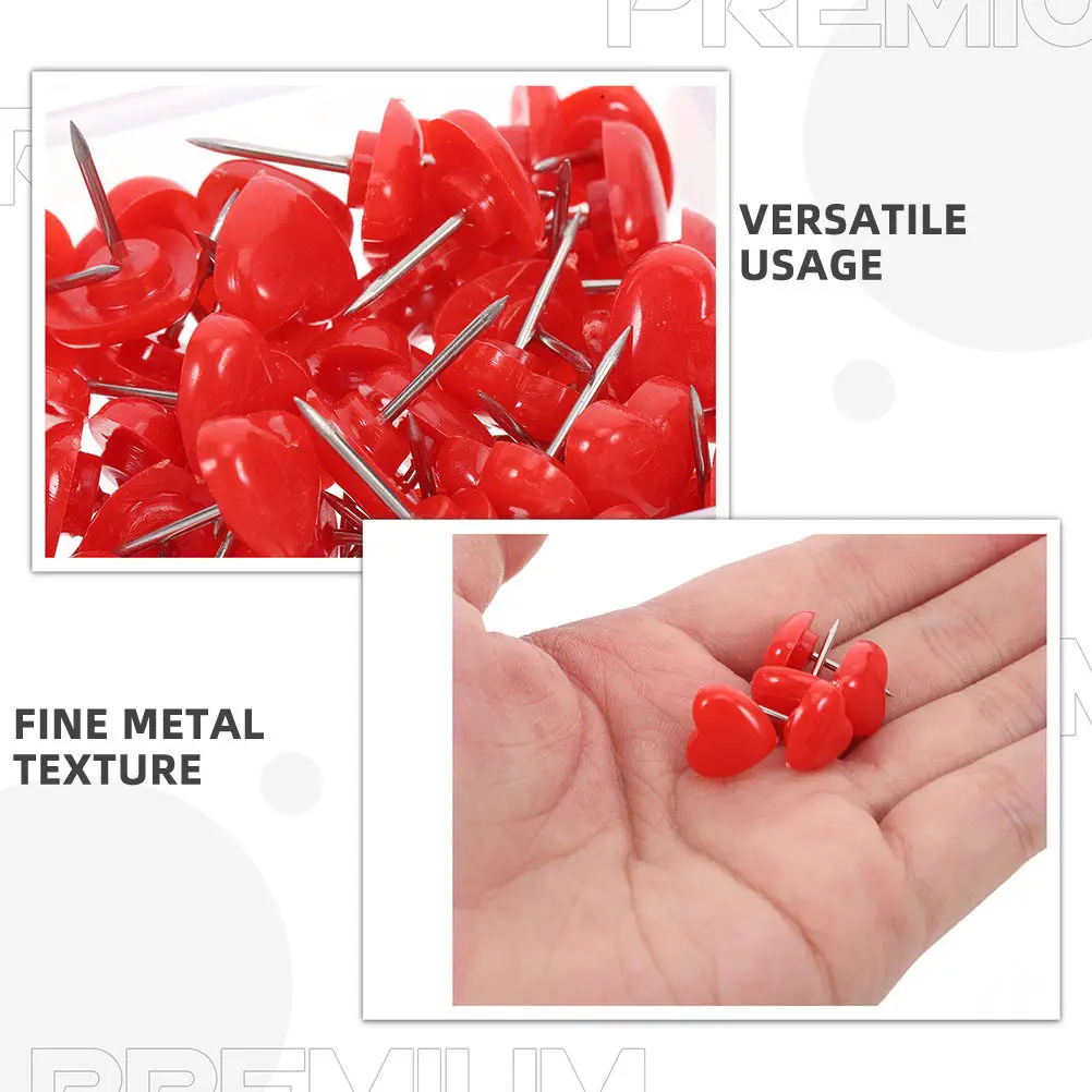100Pcs 하트 모양의 압정 금속 장 푸시 태크 벽 게시판 포스터 공예 사무실 홈에 다용도로 사용 가능
