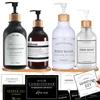 300/500ml Bathroom Soap Dispenser Bottle Shampoo Shower Gel Bottle Press Type Refillable Empty Glossy Bottle Waterproof Labels