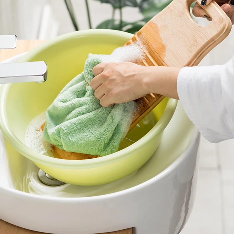 Wooden Washboard Manual Laundry Board Anti Slip Laundry Cleaning Board For Cleaning Children Thicken Clothes Household