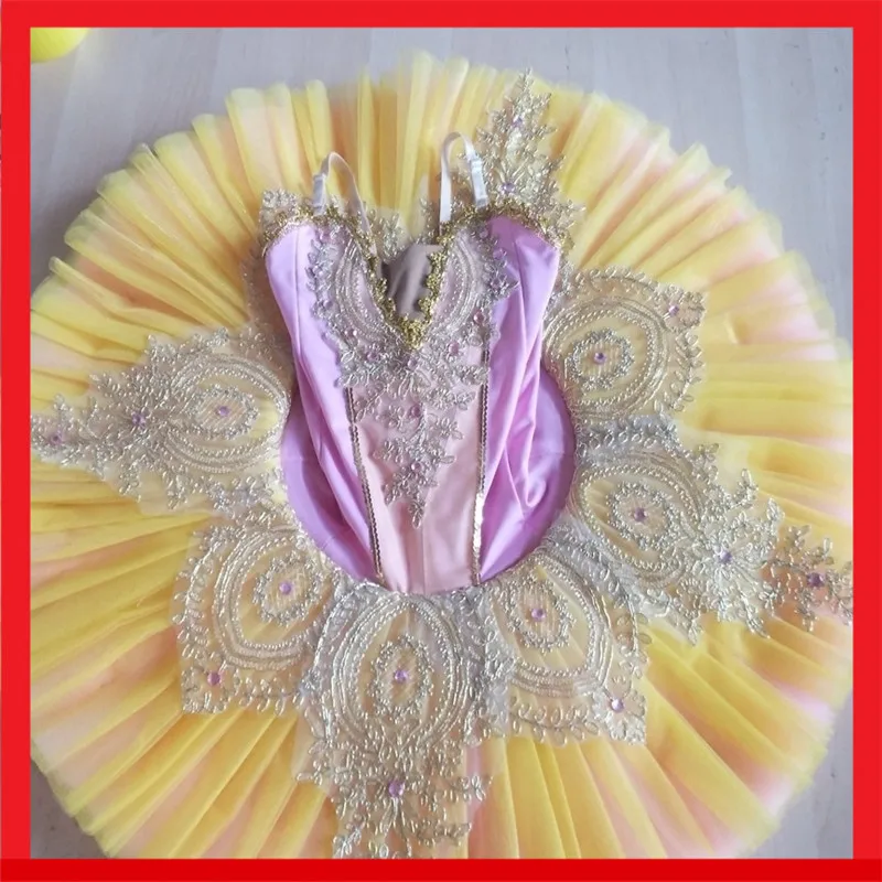 

Желтое профессиональное балетное платье-пачка, танцевальный костюм для девочек, Детские балетные пачки для выступлений, детское платье для карнавала, джаза, танцев