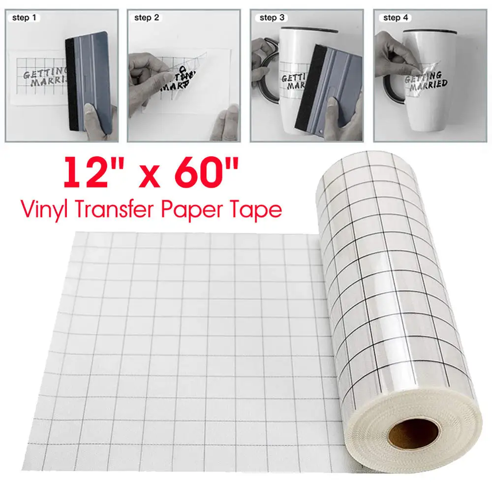 Vinyl Transfer Paper Tape Roll With Alignment Grid Application Tape For Silhouette Cameo Cricut Adhesive Vinyl For Decals Signs