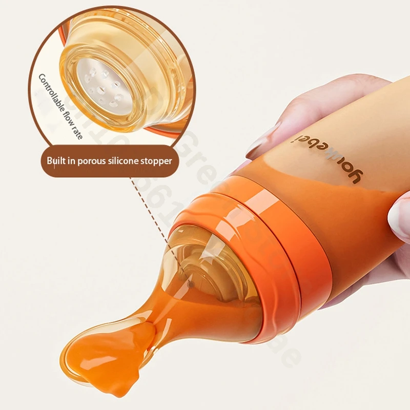 Silicone complementary spoon/extrusion feeding spoon/rice paste bottle silicone soft spoon/Rice noodles water feeding device