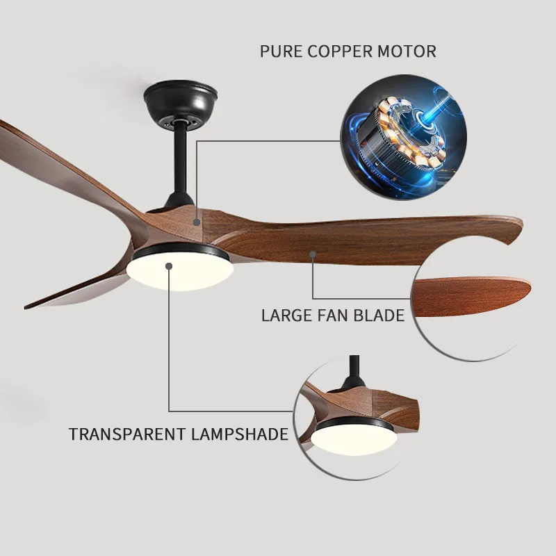 Vintage Chandelier 42 52 Inch Remote Control For Home Living Room Dining Room Decoration Fan LED