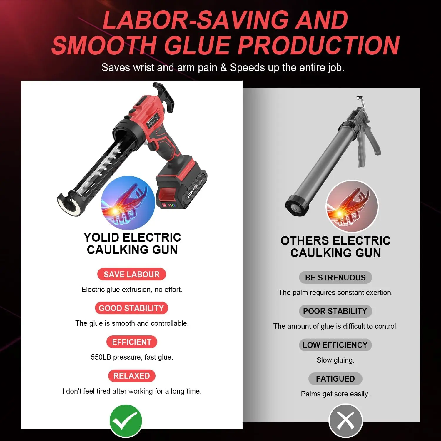Cordless Caulking Gun Caulking Tool Gun Cordless Caulking Gun Electric Caulking Gun No Drip Caulk Gun Caulk Gun For 10 Oz Tube 2