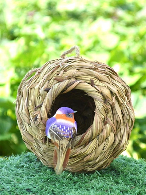 Maison de nid d'oiseau suspendue en plein air, avec ruban rouge, tissé à la  main, balançoire d'oiseau pour jardin, décoration de maison en plein air -  AliExpress