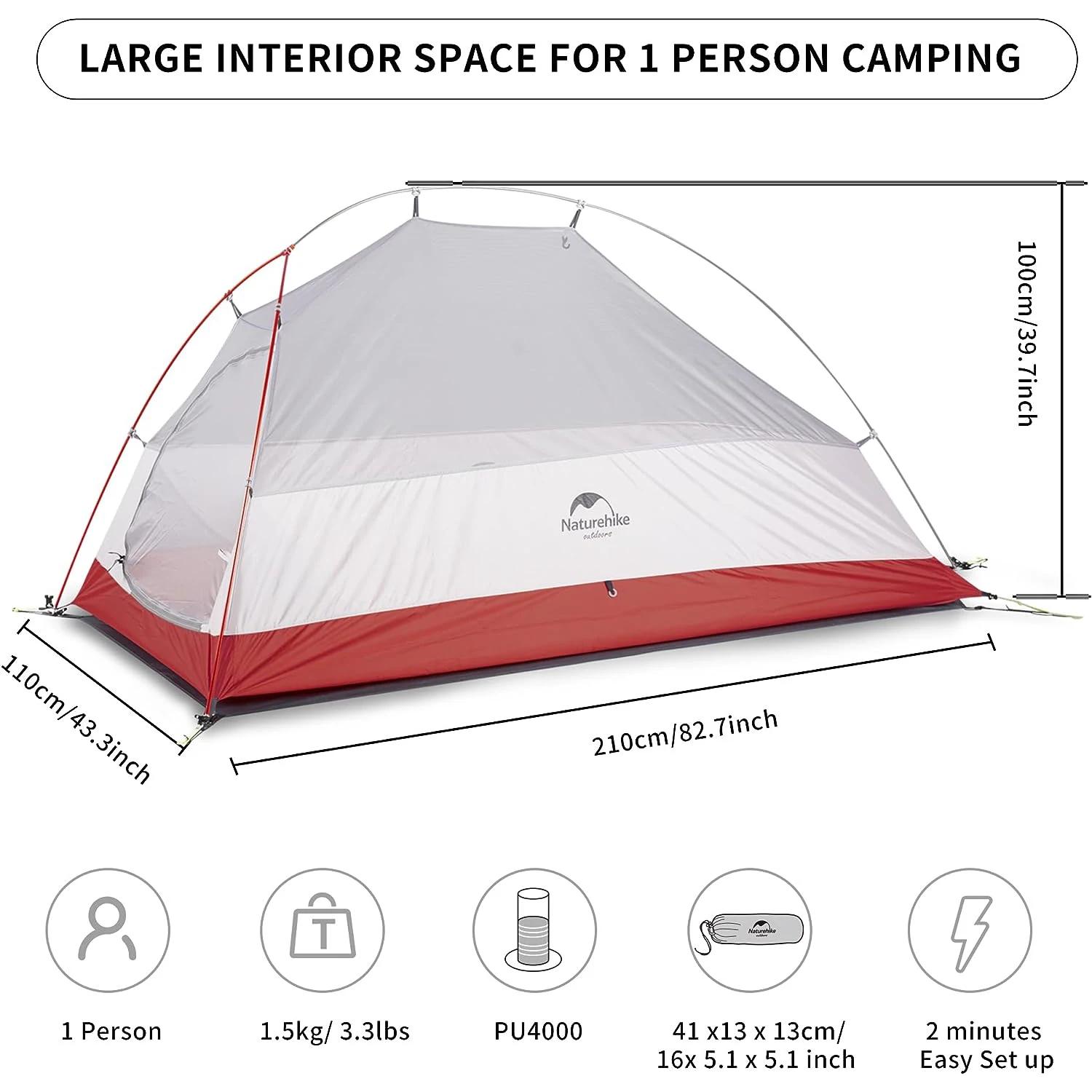 Naturehike Cloud Up 2 tenda da trekking ultraleggera tenda da trekking impermeabile per 2 persone in tessuto 20D