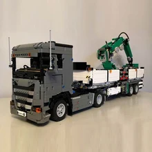  2366PCS Engineering Scania G370 With Grab Crane Trailer Dump Truck Tower Head technology ChildrenToy Christmas Blocks MOC-42078 