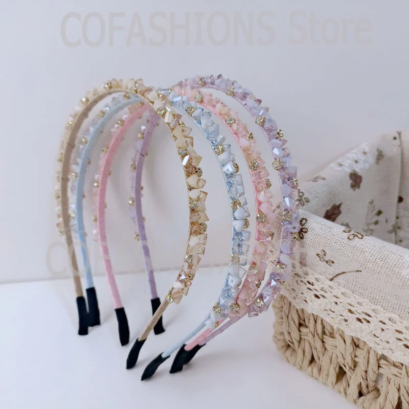 

Korean Shiny Rhinestone Women Headband Hairband Lady Elegant Bands Crystal Resin Hair Hoop Fashion Luxury Hair Accessories