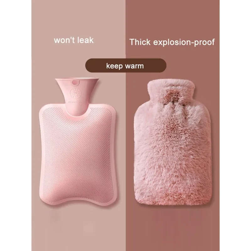 1000ml Hot Water Bottle Winter Plush Hot Water Bottle Explosion-Proof & Heat-Resistant Dual-Use Hand Warmer & Waist Bag