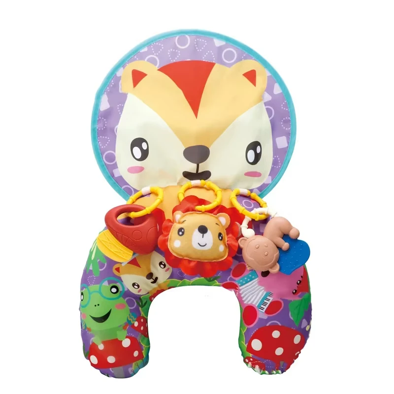 Baby Tummy Time Pillow Toy with Detachable Toys, U-Shaped Learning Pillow And Colorful Animal Theme for Motor * Sit And Play - * Your Stomach * Design, Soft Fabric for Babies