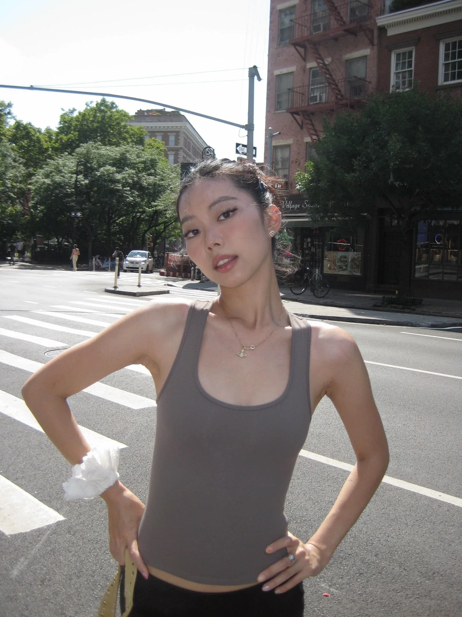 Tank Air Vest Halter Solid Color Black White Powder Wide Shoulder I-shaped Vest Top Sports Daily Wear